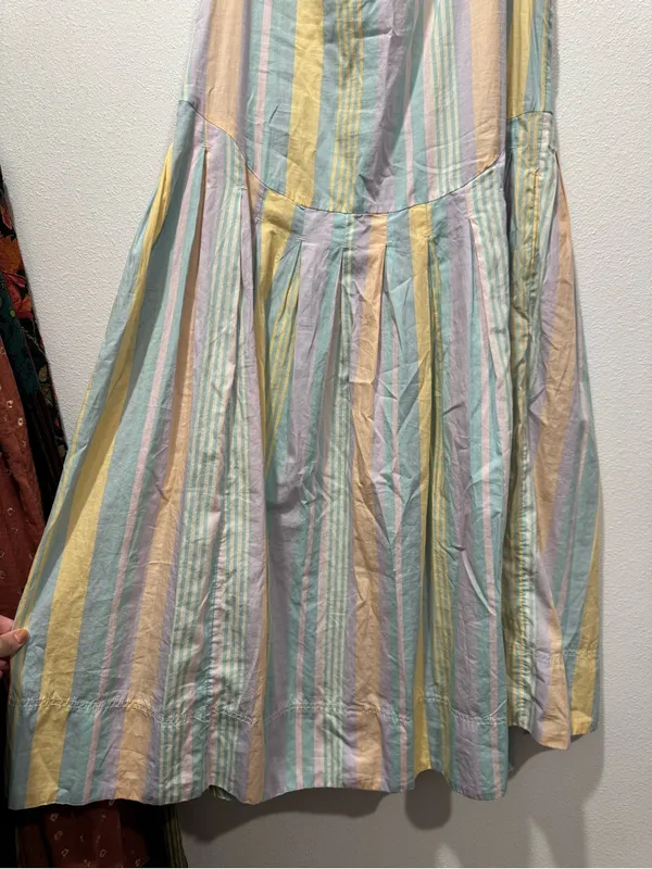Free People Primavera Stripe Cotton Midi Dress Pastel Combo M - Image 5