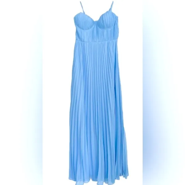 LULU's Prom Wedding Bridesmaid Sexy Pleated Bustier Romantic Flowy Maxi Dress - Image 4