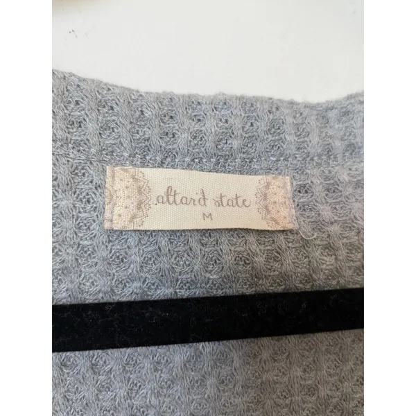 Altar'd State Women's V Neck Sweater Balloon Sleeves Gray Size M Pullover - Image 3