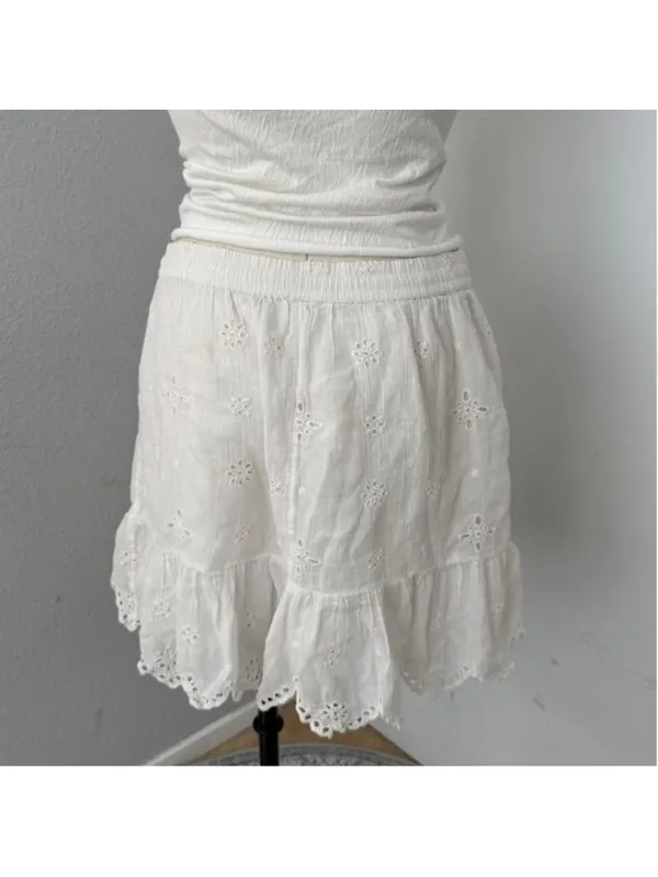 Aerie white cotton blend mini skirt with adjustable waistband - Size M - Image 4