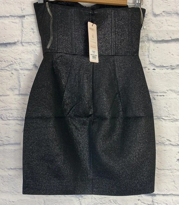 House of CB Eevi black sparkle strapless bustier mini dress XS - Image 5