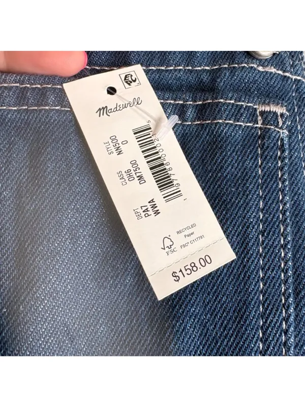 NWT Madewell Wide Leg Denim Overalls Dark Wash - Image 7