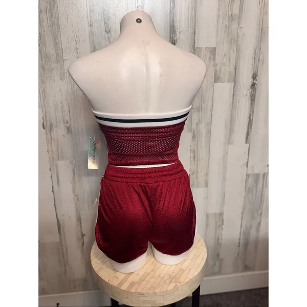 Derek Heart “South Beach” Red Two-Piece Tube Top & Shorts Set (Size M) - Image 2