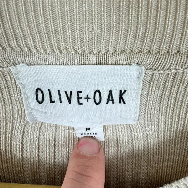 Olive & Oak Tan Rayon Ribbed Knit Long Sleeve Light Above Knee Sweater Dress M‎ - Image 5