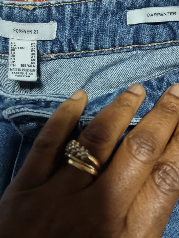 Forever 21 Wide-Leg Blue Carpenter Denim Jeans for Women - Image 6