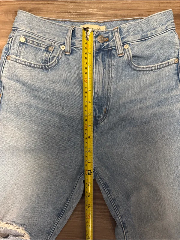 Madewell Tall ’90s Straight Jeans 25T Revoir Wash Distressed Raw Hem $128 - Image 8