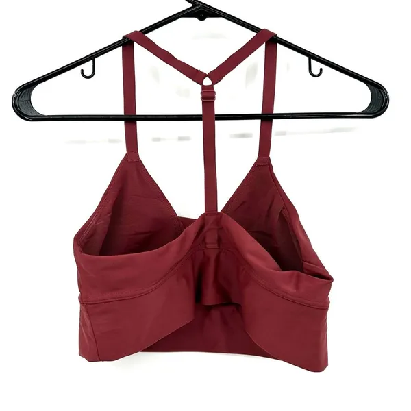 Offline by Aerie Size Medium Burgundy Maroon Sports Bra T Back V Neck No Padding - Image 2