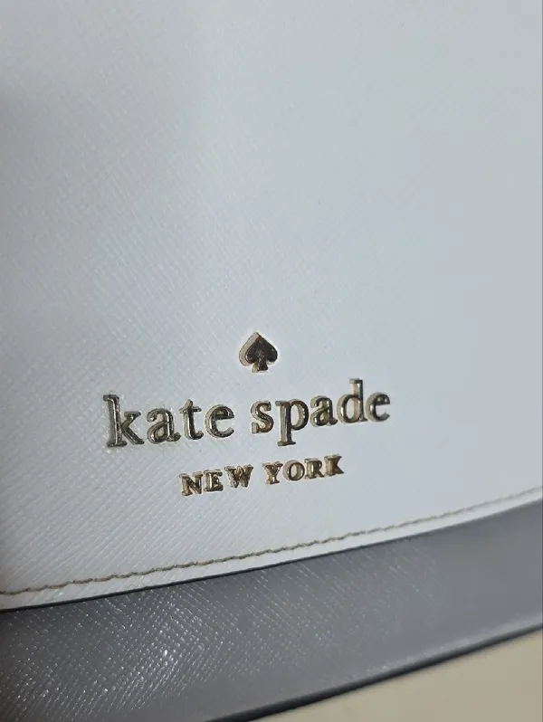 Kate Spade Carson Shoulder Bag Colorblock White Grey Saffiano Leather Minimalist - Image 3