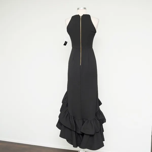 Betsy & Adam. Arielle Scuba Crepe Ruffle‎ Slit Gown. - Image 3