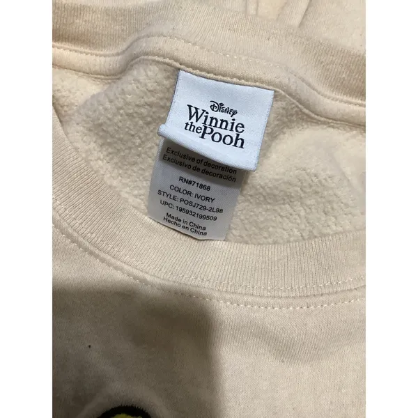 Disney Winnie the Pooh Cream Crewneck Sweatshirt Graphic Print Pullover Top M - Image 4