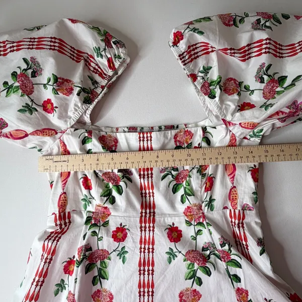 Hill House‎ Matilda Midi Dress Small Botanical Garden Floral Puff Sleeve Cottage - Image 12
