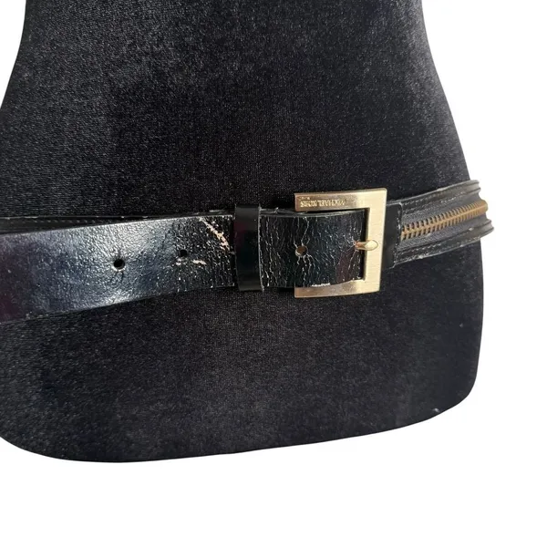 Michael Kors Black Leather Belt Gold Zipper Detail Fashion Buckle Size L Flaw - Image 3