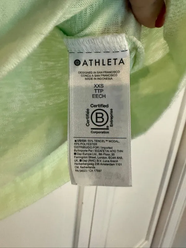 Athleta easy breeze serene neon green linen blend tshirt size xxs - Image 7