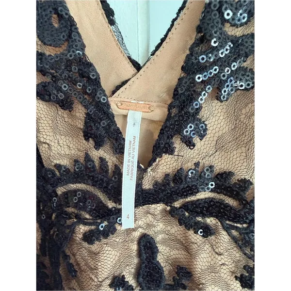 Free People Black Lace Mini Slip Dress sz 4 Boho Chic Dark Grunge fairycore - Image 3