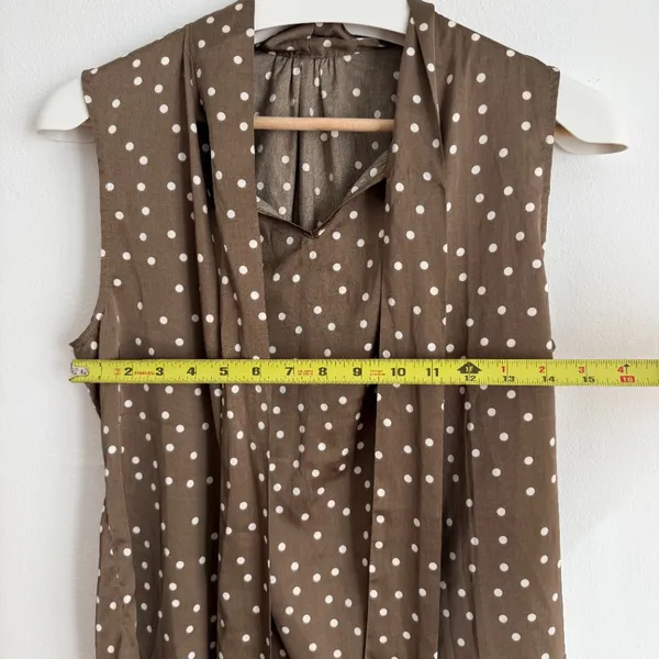 Satin Sleeveless Polka Dot Tie-Neck Top - Image 4