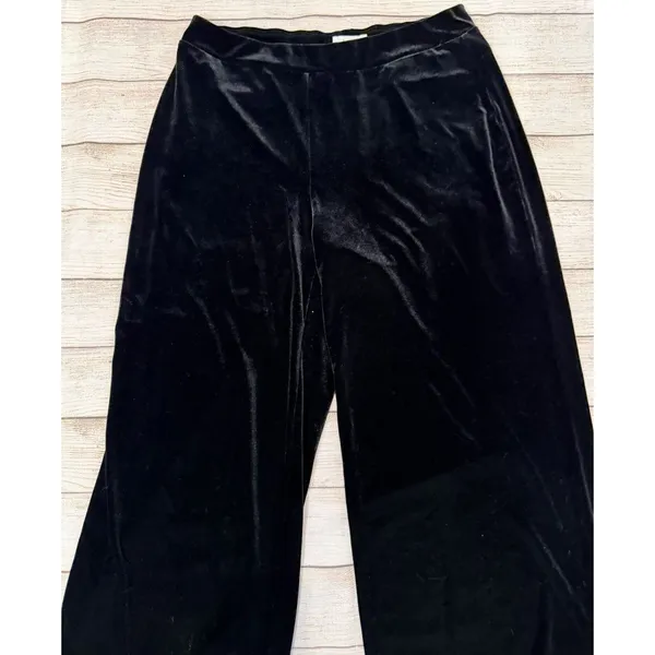 Kensie black velvet wide-leg lounge trousers Pull On Size Large - Image 2