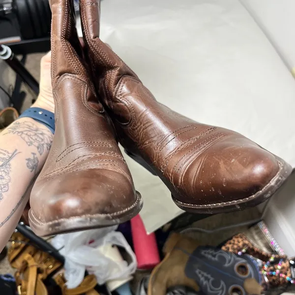 Womens sz 8M Matisse Chocolate Leather Point Toe Cowboy Western Pull Up Boots - Image 12