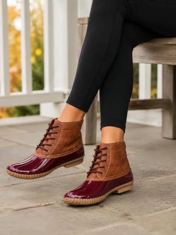 Burgundy Merlot Waterproof Duck Boots Women’s US 7 NWT - Image 3