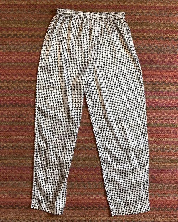 VTG HOUNDSTOOTH SATIN PULL ON PANTS Black - Image 3