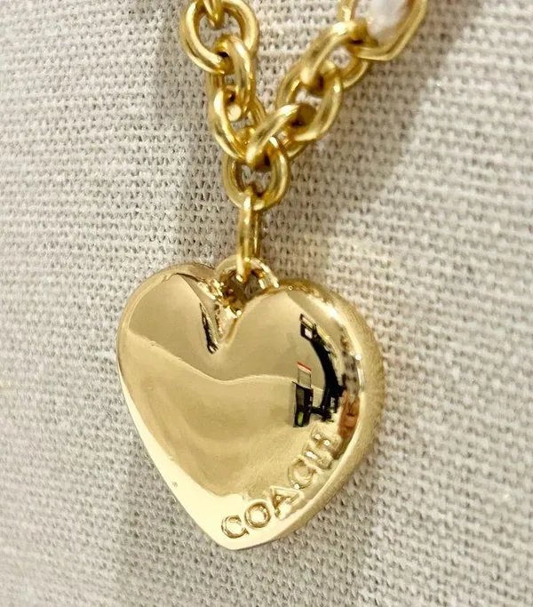 Coach Gold Heart Charm Necklace NWT - Image 8