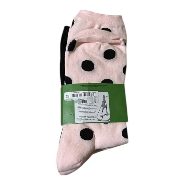Kate Spade 3 Pack Crew Socks w/Dog Design, Pink Polka Dot & Black with Spades - Image 2