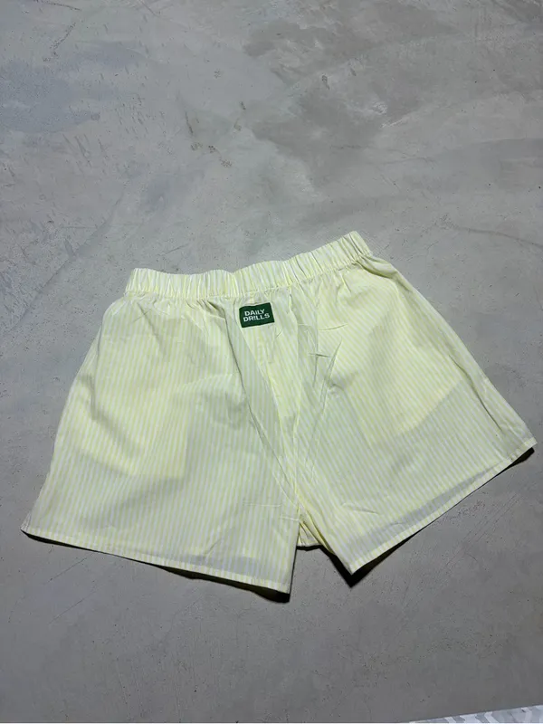 Daily drills Light Yellow Striped Women's cotton boxer Shorts M/L - Image 5