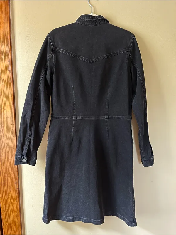 GAP Black Denim Button-Front Shirt Jacket Dress - Image 7