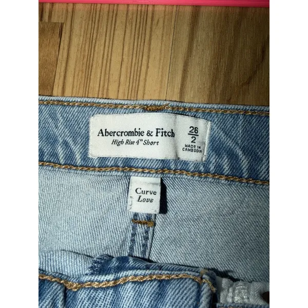 Abercrombie & Fitch Juniors Sz 2 26 High Rise Mom Shorts Curve Love Distressed - Image 2