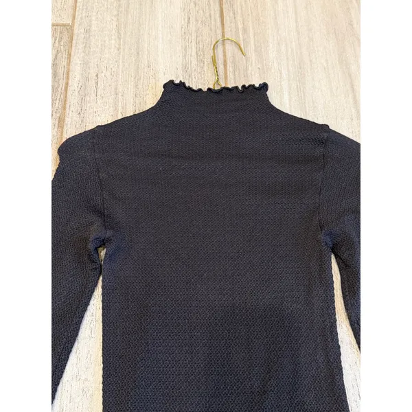 Free People Intimately Mara Mock Neck Bodysuit Womens XS/S Black Textured Boho - Image 6