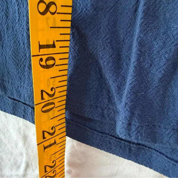 Women's 2 Piece Navy Blue Gauze Linen Like Top and Wide Leg Capri Pants Size M - Image 5
