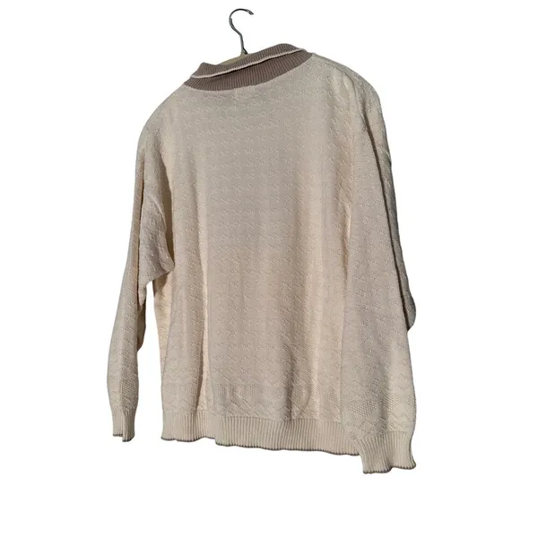 Bon‎ Worth Vintage Quiltrd Collared Sweater Grandma Cottagcore Women's Sz Large - Image 3