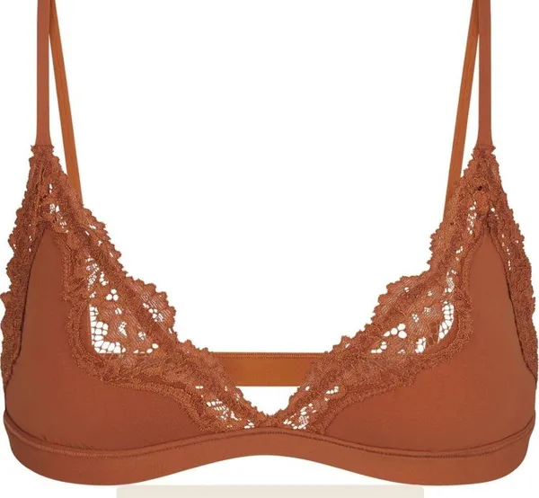 SKIMS NTW/ FITS EVERYBODY LACE TRIANGLE BRALETTE, Color bronze tan. - Image 4