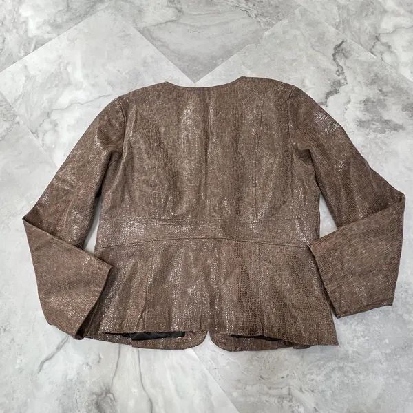 Live A‎ Little LAL Lined 100% Leather Jacket Zip Close Coat Brown Size Large L - Image 3