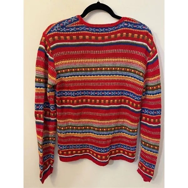 Eddie Bauer Vintage Striped Line Blend Cardigan Sweater PXS - Image 4