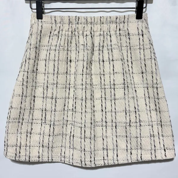 Princess Polly Tweed Mini Skirt Caroline Ivory Black Size 4 - Image 8