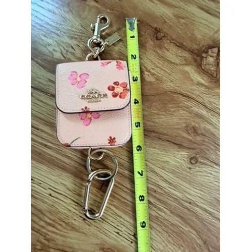 Coach Wildflower Print Leather AirPods Case Bag Charm Keychain Pink Floral Gold - Image 4