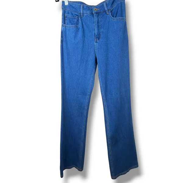 Halara Flex Blue Wash Stretch Mid-Rise Casual Ultra-Soft Bootcut Jeans Small - Image 5