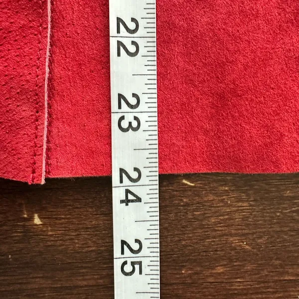VTG Express Suede Leather Button Front Shirt S Y2K Red Western Grunge - Image 7