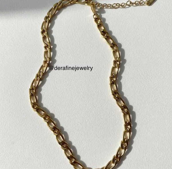 18k Gold Plated Chunky Figaro Necklace It - Image 2