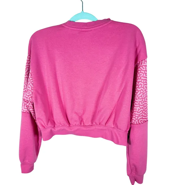 Nike Club‎ Fleece Sweatshirt Womens S Pink Cropped Graphic Sleeve Streetwear - Image 4