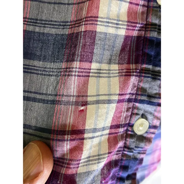 Gap Shirt Womens Small Blue Pink Boyfriend Plaid Long Sleeve Button Front Top - Image 4