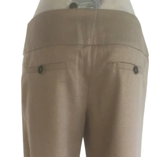 Cache Crop Gold Metallic Pant 3" Wide Waist Self Belt Stretch New $118 NWT Sz 6 - Image 8