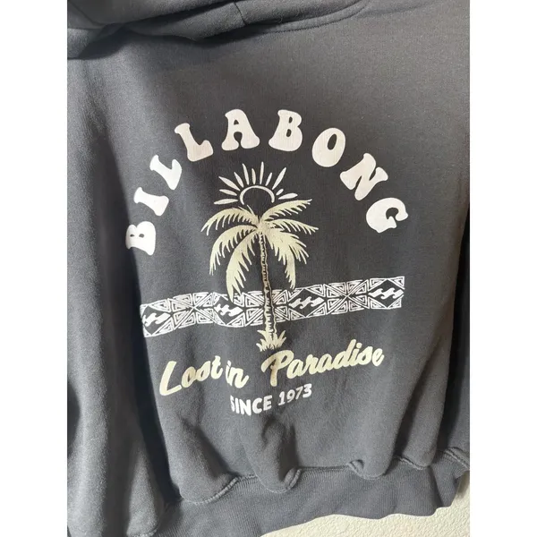 Billabong Lazy Daze Cropped‎ Hoodie Sweatshirt Gray Women's Size S - Image 6