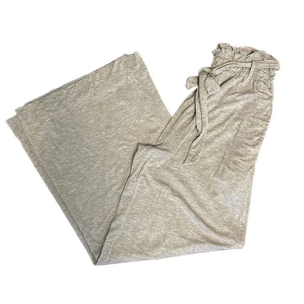 Chaser High Paper Bag Waist Palazzo Stretch Pants w/Tie Pull-On Size Medium Gray - Image 4