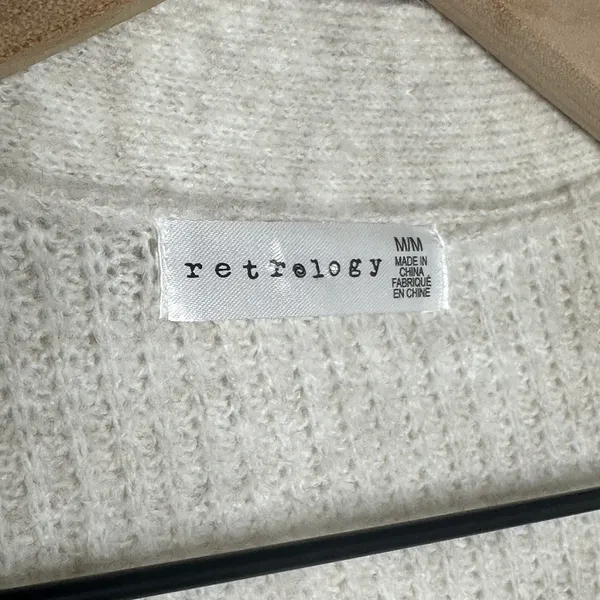 Retrology Open Cardigan M Long Colorful Gold Tan Pink Cozy Fall Knit Boho City - Image 7