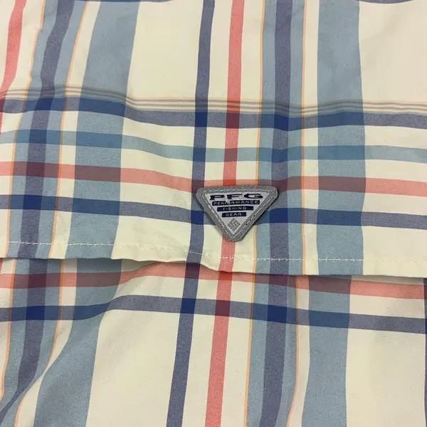 Columbia PFG Super Bahama Shirt Womens Large Beige Plaid Long Sleeve Fishing Sun - Image 10