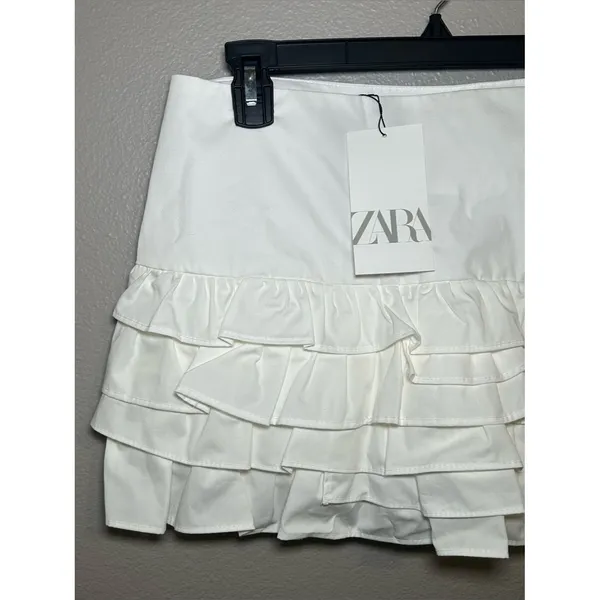 NEW Zara White Coquette Tiered Ruffle Mini Skort Skirt Women’s Size Medium - Image 6