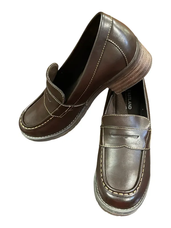 Eastland Holly Brown Chunky Penny Loafers Block Heel Lug Sole Women 9.5 - Image 2