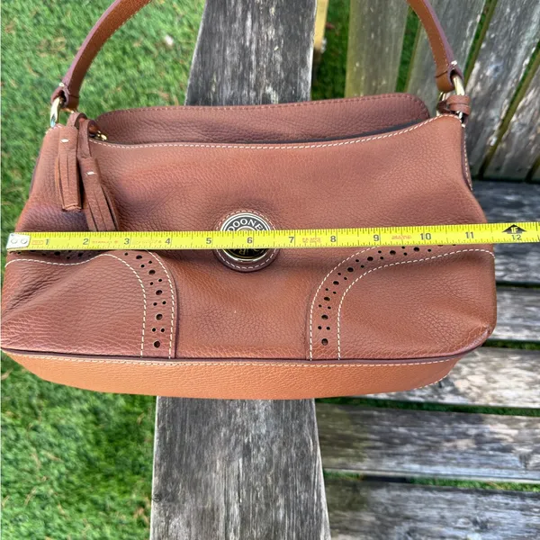 Dooney‎ & Bourke Tan Pebbled Leather Zipper Closure Hobo Shoulder Bag W - Image 13