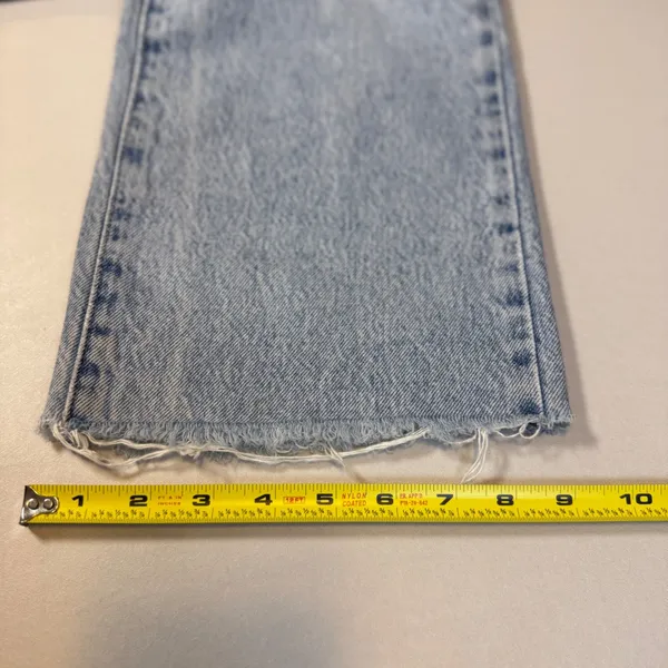 Garage High Waisted Wide Leg Distressed Denim Jeans Light Wash‎ Blue Size 25" - Image 10